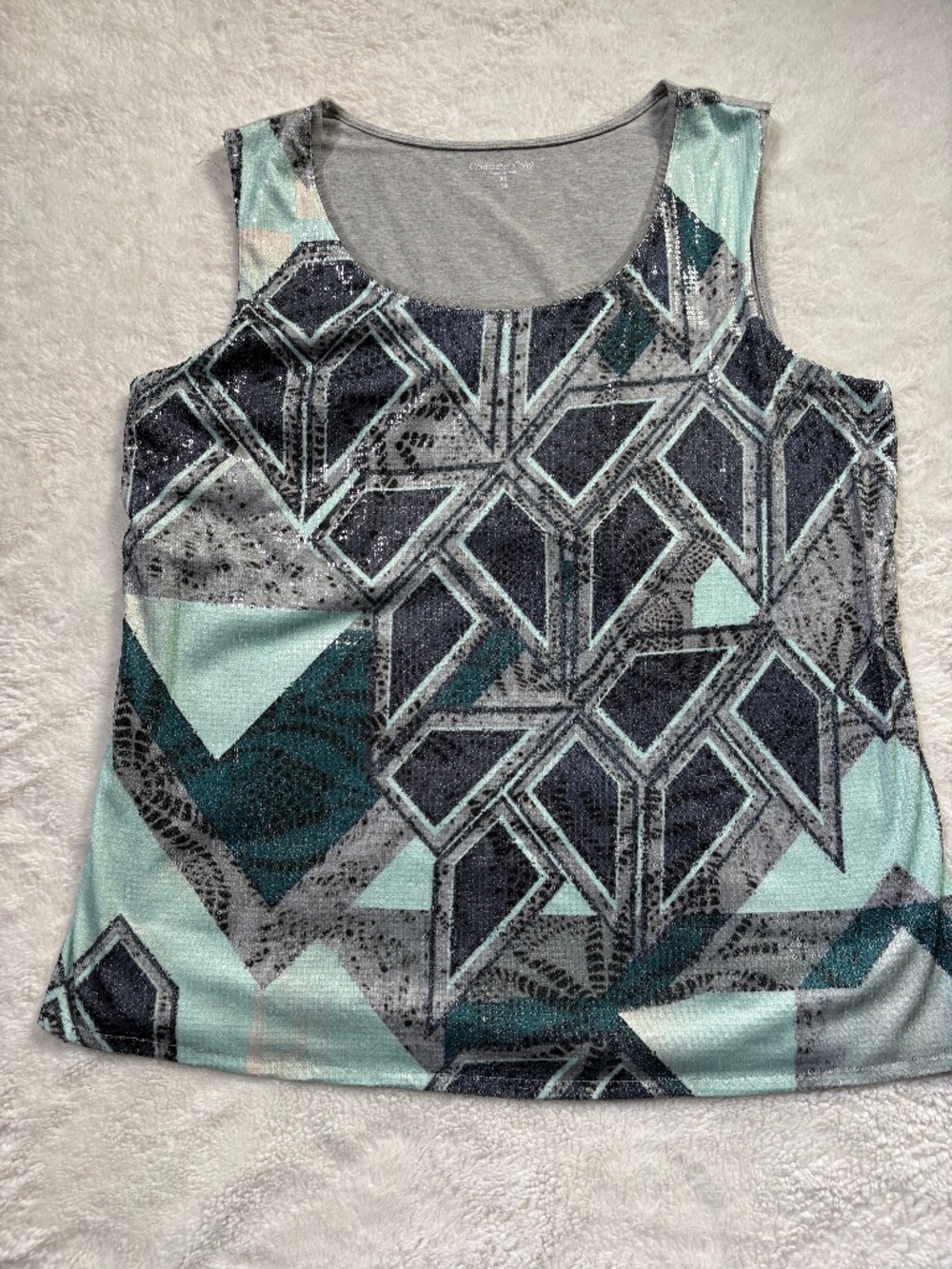 Coldwater Creek Sequined Tank XL/16 – Gray/Teal/Green